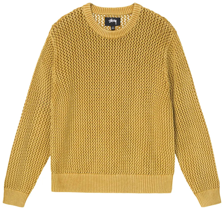 Stussy Pigment Dyed Loose Gauge Sweater Gold