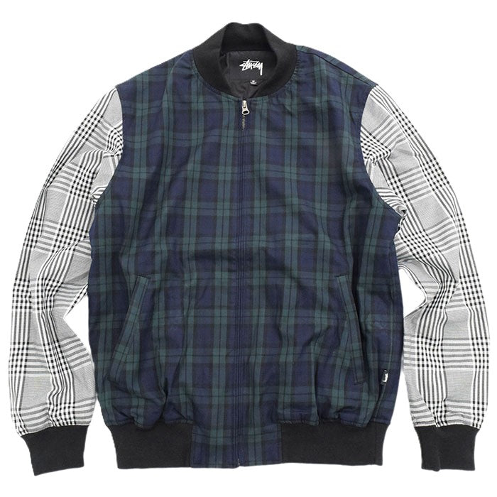 Stussy Mixed Plaid Bomber Jacket Navy