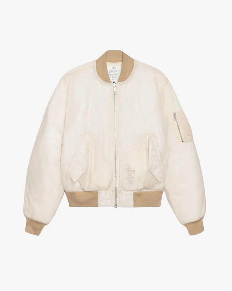 Stüssy Built Reversible Waxed Bomber Jacket Cream (WORN)