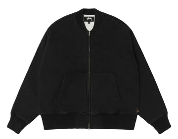 Stussy Thermal Lined Fleece Zip Varsity Jacket Black