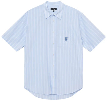 Stussy Boxy Striped S/S Shirt Light Blue (WORN)