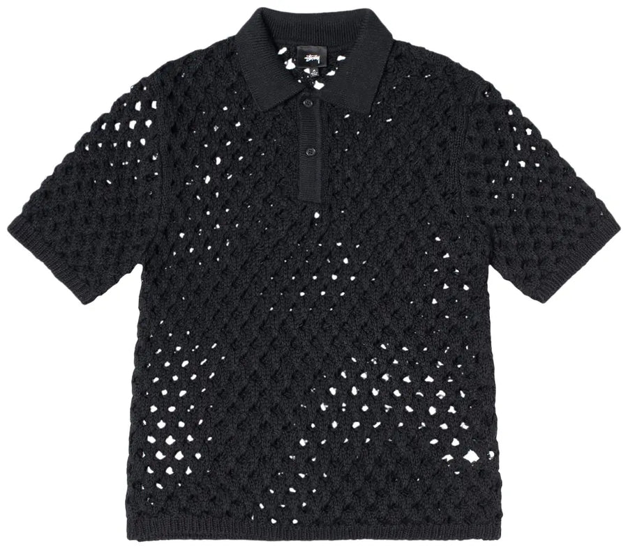 Stussy Big Mesh Polo Sweater Black