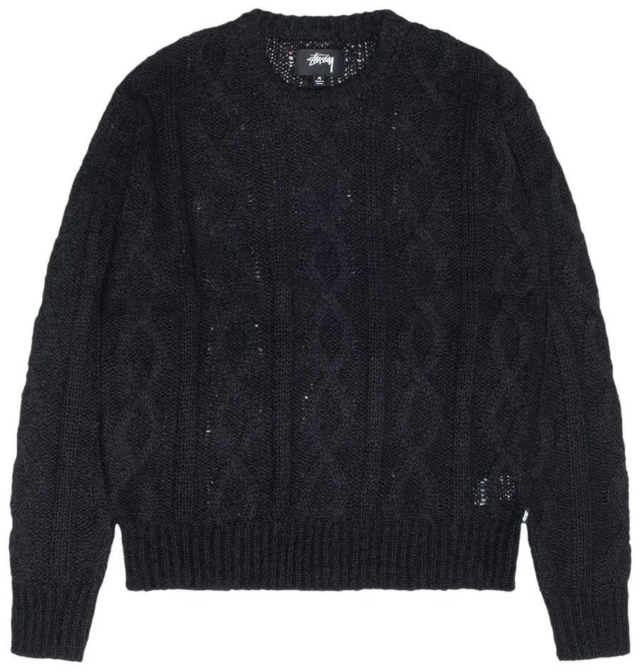 Stussy Cable Loose Knit Sweater Black