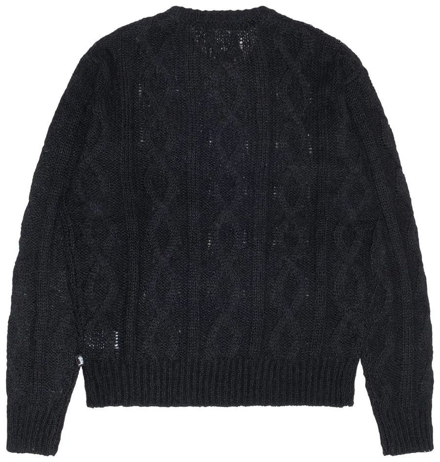 Stussy Cable Loose Knit Sweater Black