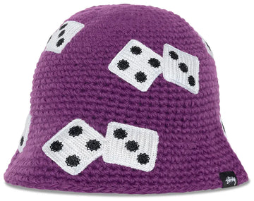 Stussy Dice Knit Bucket Hat Purple