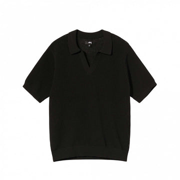 Stussy Cable Mesh S/S Polo Black (WORN)