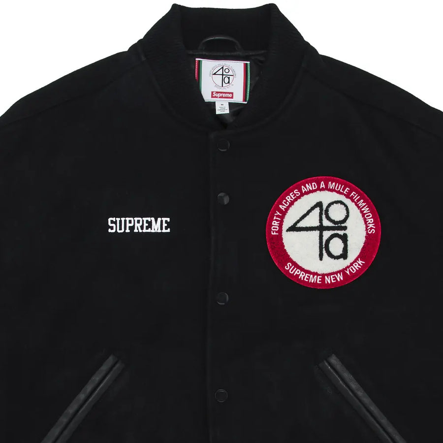 Supreme 40 Acres Malcom X Varsity Jacket Black