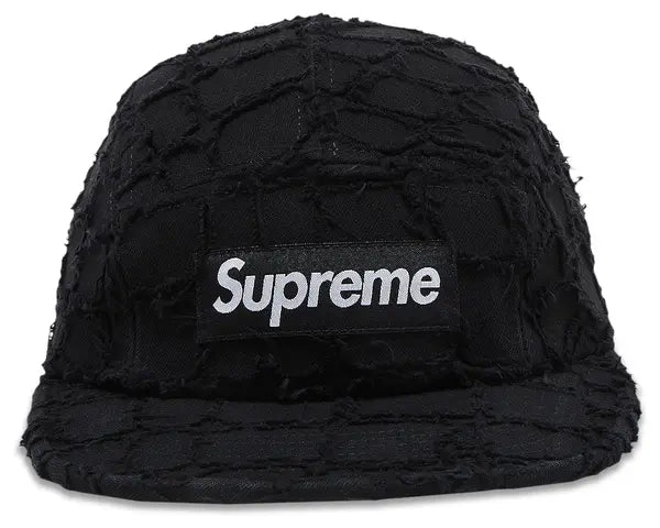 Supreme Frayed Croc Denim Camp Cap Black