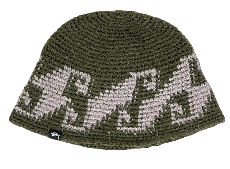 Stussy Waves Knit Beanie Olive (WORN)