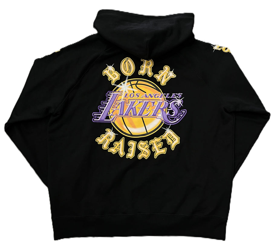Born X Raised Lakers Airbrush Hoodie Black (WORN)