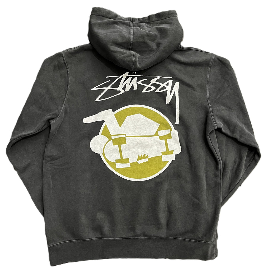 Stussy Pigment Dyed Skateman Hoodie Black (WORN)
