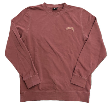 Stussy Pigment Dyed Smooth Stock Crewneck Burgundy (WORN)