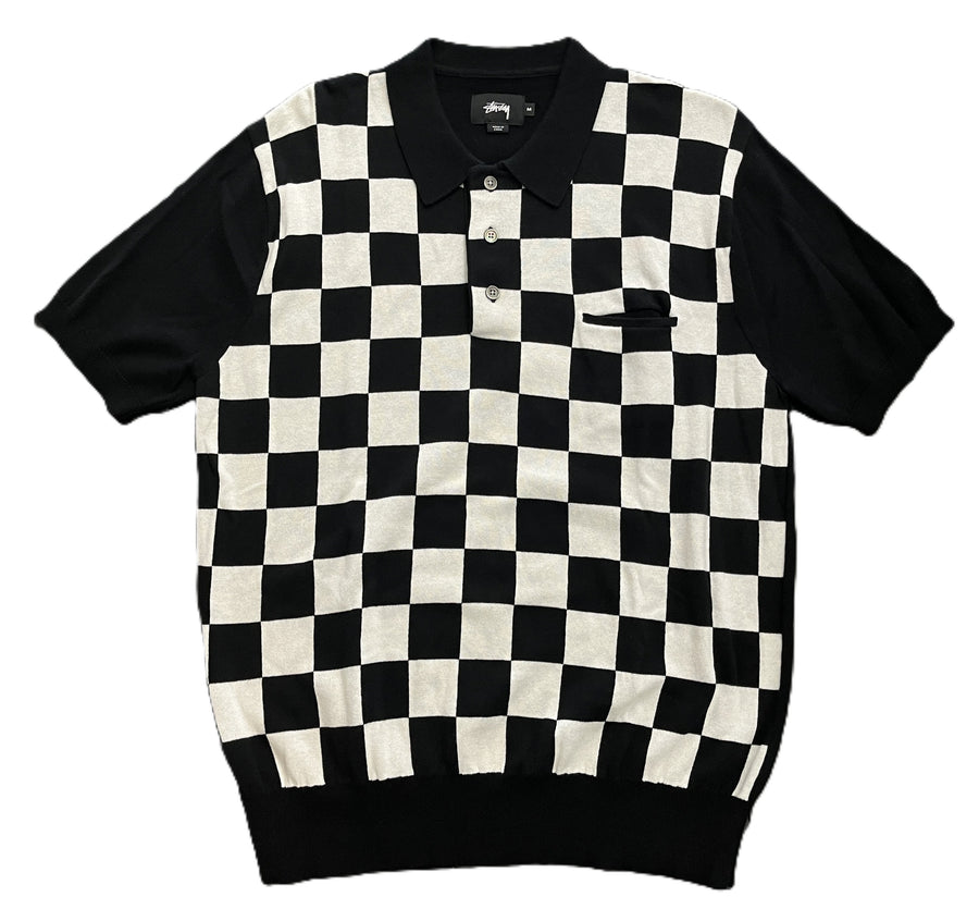 Stussy Check Polo Sweater Black/White