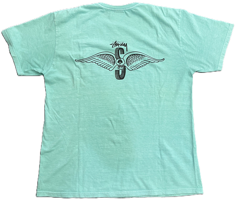 Stussy Skull Wings Pigment Dyed Tee Light Blue (WORN)