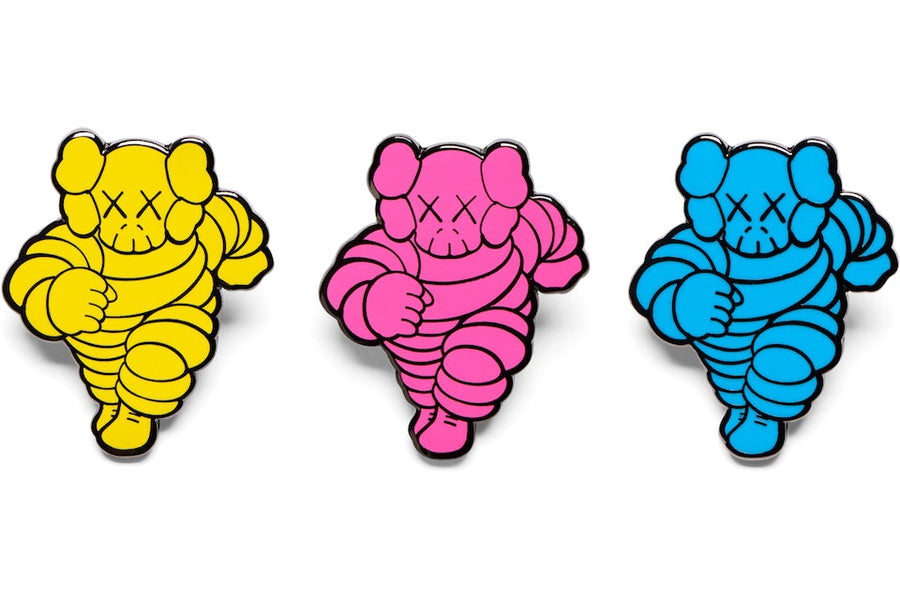 KAWS Chum Pin (Set of 3) Yellow Pink Blue