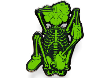 KAWS Skeleton Enamel Pin Green