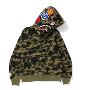 BAPE 1st Camo Shark Full Zip Hoodie Green