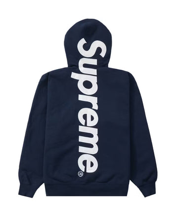 Supreme Satin Appliqué Hooded Sweatshirt Navy