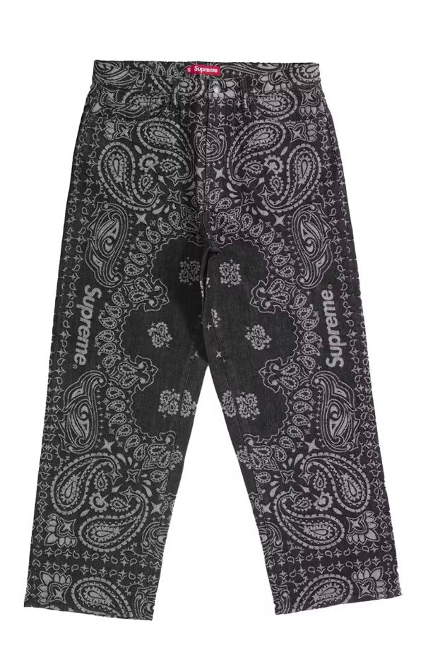 Supreme Bandana Jacquard Baggy Jean Black