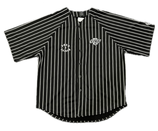 Born X Raised LA Kings Pinstripe Baseball Jersey Black (WORN)