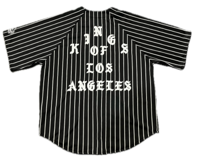 Born X Raised LA Kings Pinstripe Baseball Jersey Black (WORN)