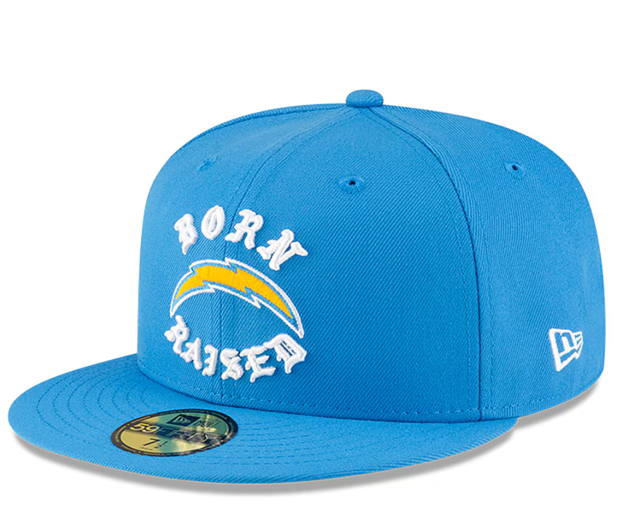 Born x Raised Chargers New Era Fitted Hat Powder Blue