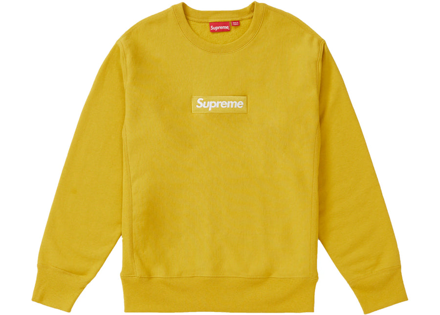 Supreme Box Logo Crewneck (FW18) Mustard (WORN)