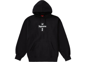Supreme Cross Box Logo Hooded Sweatshirt Black (WORN)