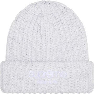 Supreme Chunky Rib Logo Beanie Ash Grey