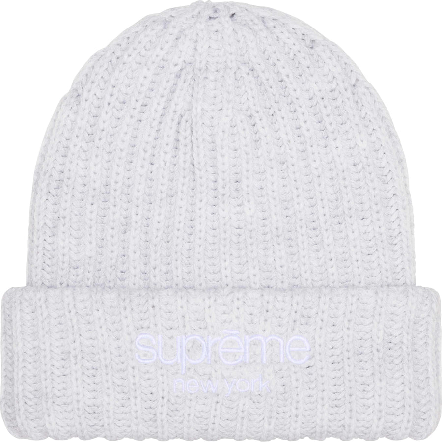Supreme Chunky Rib Logo Beanie Ash Grey