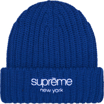 Supreme Chunky Rib Logo Beanie Blue