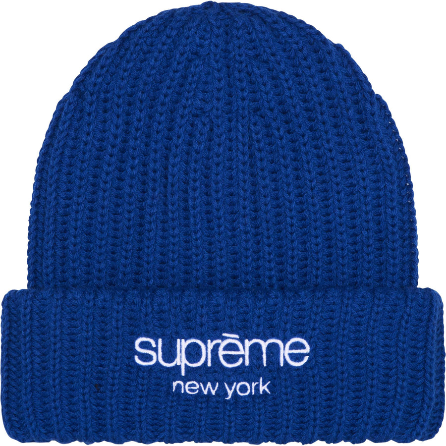 Supreme Chunky Rib Logo Beanie Blue