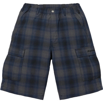 Supreme Shadow Plaid Shorts Navy (WORN)