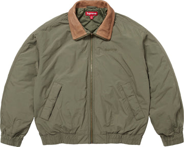 Supreme Leather Collar Utility Jacket Olive