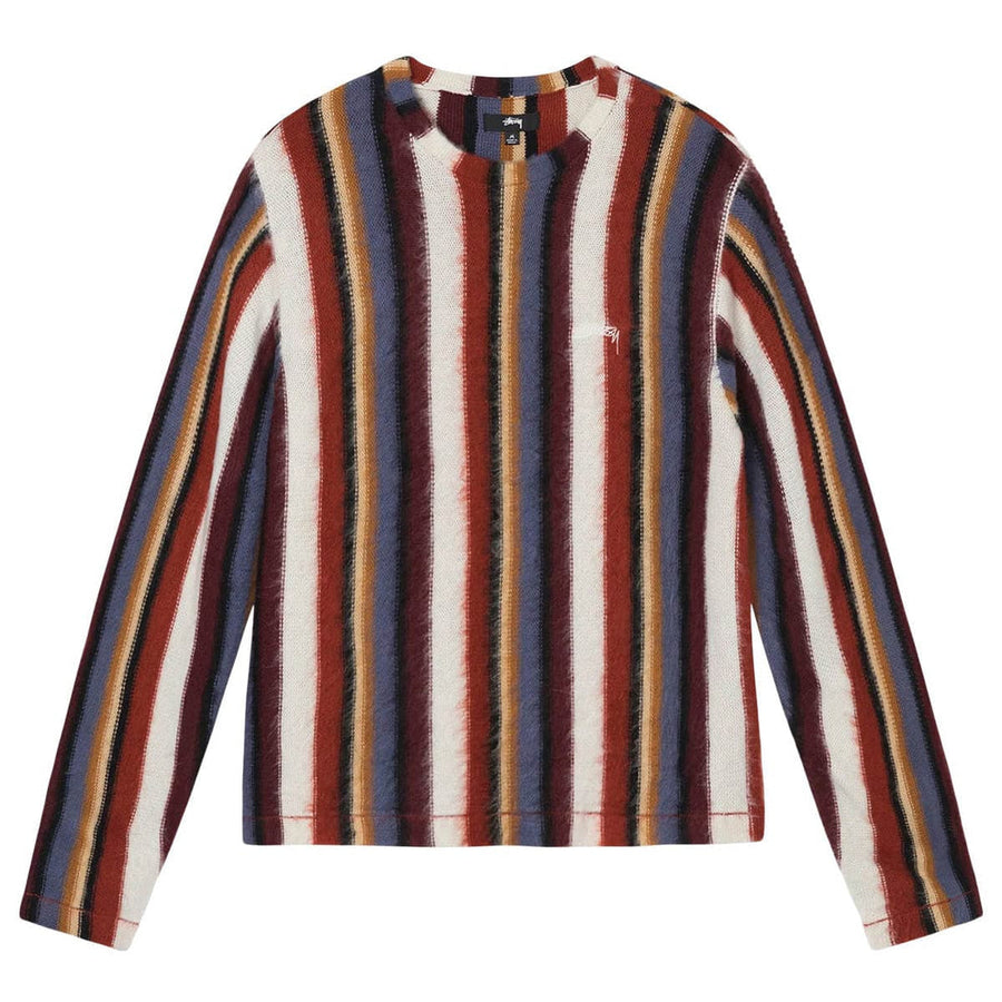Stussy Vertical Striped Knit Crew Rust