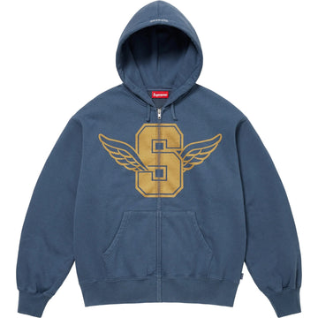 Supreme Wings Zip Up Hoodie Blue