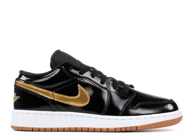 Jordan 1 Retro Low Black Gold Patent (GS)