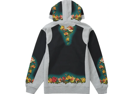 Supreme Jean Paul Gaultier Floral Print Hooded Sweatshirt Heather Grey