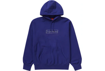 Supreme KAWS Chalk Logo Hooded Sweatshirt Washed Navy