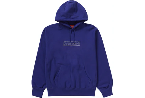 Supreme KAWS Chalk Logo Hooded Sweatshirt Washed Navy