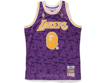 BAPE x Mitchell & Ness Lakers ABC Basketball Swingman Jersey Purple