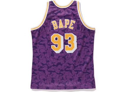 BAPE x Mitchell & Ness Lakers ABC Basketball Swingman Jersey Purple