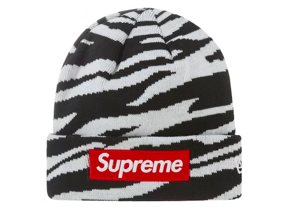 Supreme New Era Box Logo Beanie (FW22) Zebra