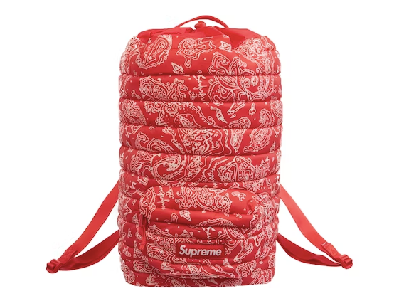 Supreme Puffer Backpack Red Paisley