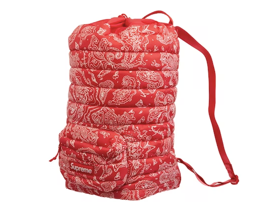 Supreme Puffer Backpack Red Paisley