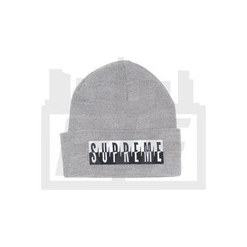Supreme Split Logo Beanie Grey